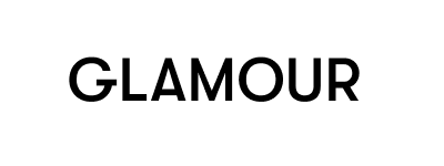 The word GLAMOUR is displayed in bold, black, uppercase letters on a white background.