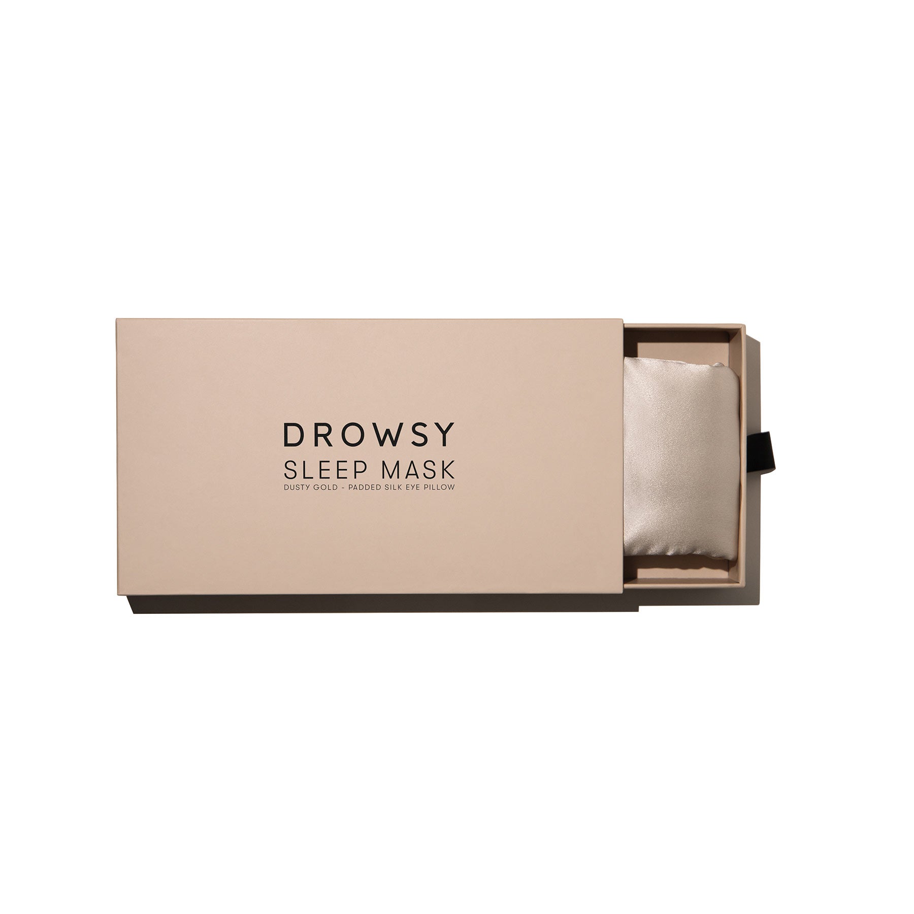 Drowsy Sleep Co. Dusty Gold Sleep Mask Box on white background