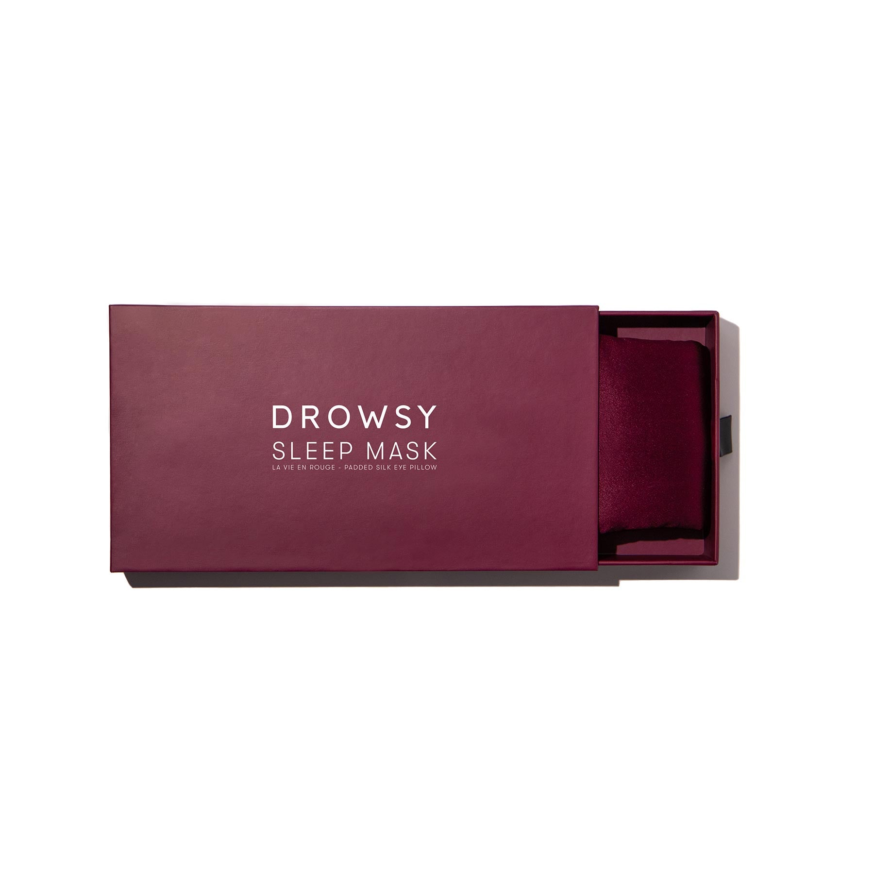 Drowsy sleep co la vie en rouge sleep mask in a box on a white background