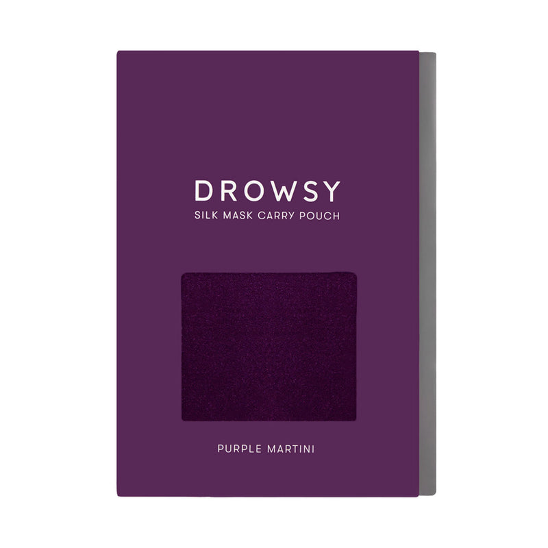 Drowsy Sleep Co. Purple silk carry pouch box for silk sleep mask