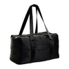 The Drowsy Silk Weekender - Black Jade is a stylish black quilted bag with two long handles, a zippered top, and Drowsy embroidered on the side—ideal for carrying your travel essentials.