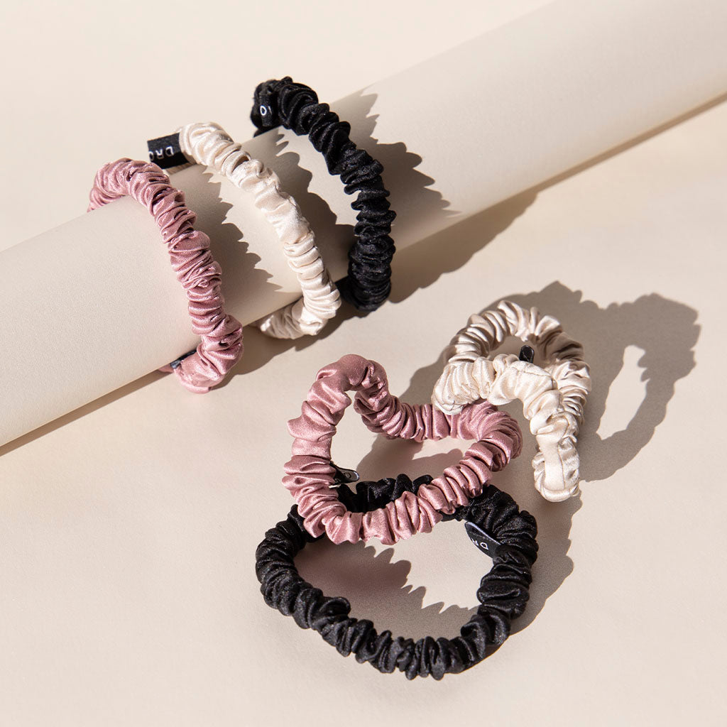 Skinny Scrunchie Set - Rose, Dusty, Black