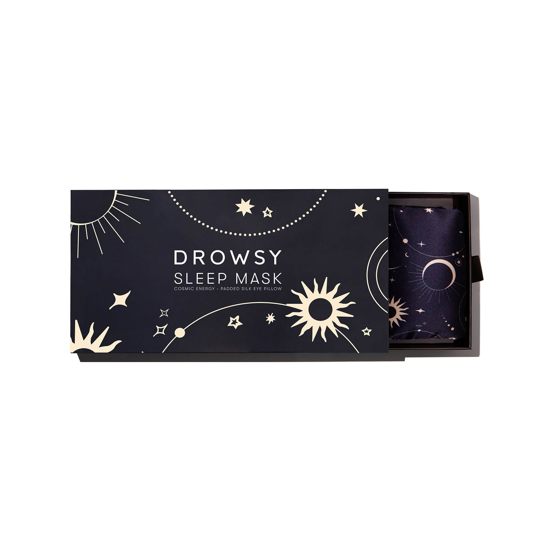 Drowsy sleep co. Cosmic Energy Sleep Mask in box on a white background