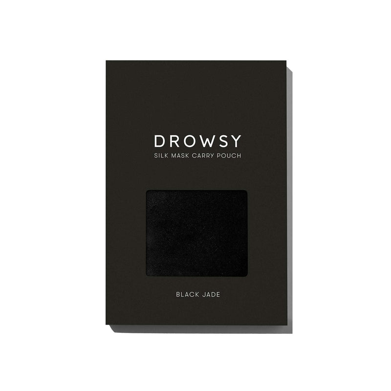 Drowsy Sleep Co Black Jade Silk Carry Pouch box on white background