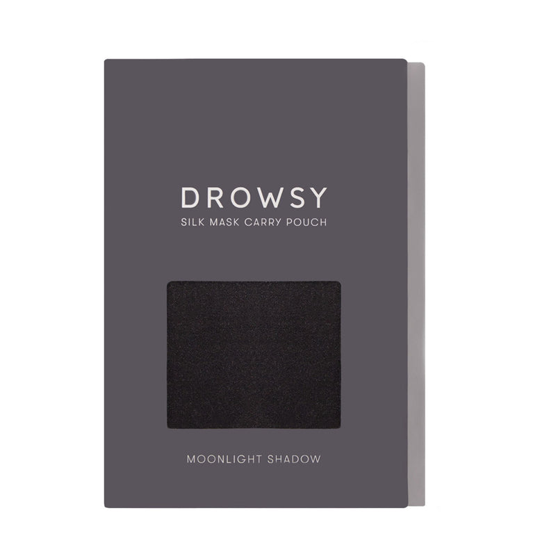 Drowsy Sleep Co. Gray silk carry pouch in its box