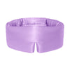 Lavender coloured silk sleep mask on white background