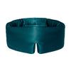 Green Sapphire by us.drowsysleepco is a luxurious teal silk eye mask embroidered with DROWSY, ideal for beauty sleep and improved skin hydration.