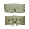 Front and back views of the Pride & Prejudice - Sage Eyelash Protecting Sleep Mask by us.drowsysleepco, featuring sage green fabric with white floral embroidery and contoured, eyelash-protecting molded eye cups.