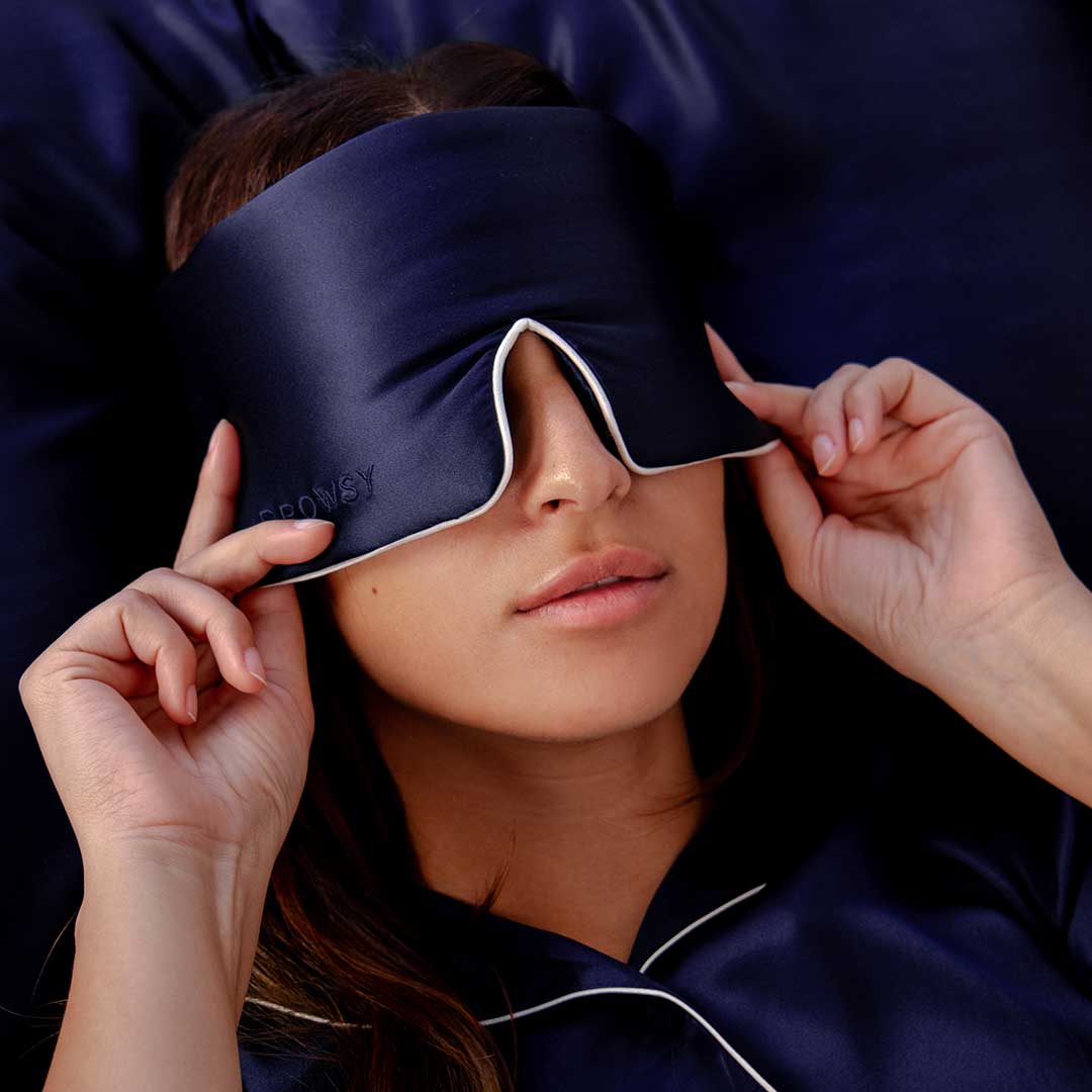 Midnight Blue Silk Sleep Mask - Pipe Dreams Edition